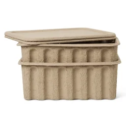 Ferm Living 2 Cajas de almacenaje de cartón con tapa Ferm, Marrón