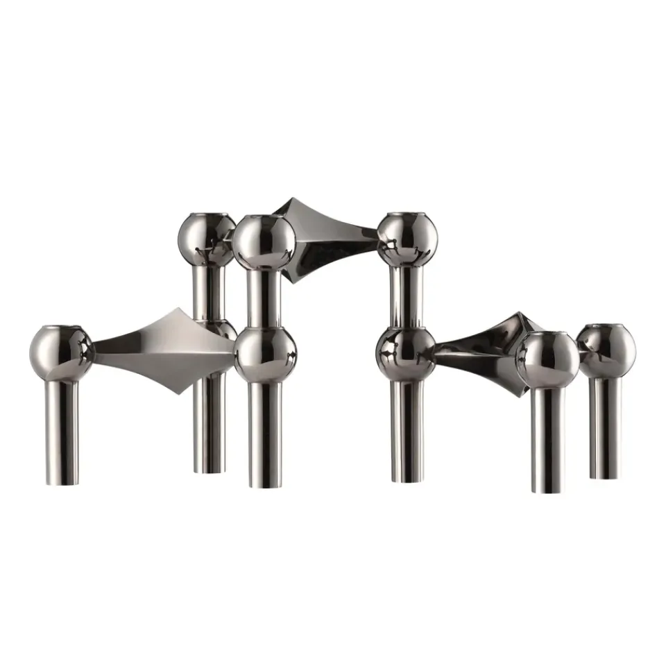 Outlet STOFF 3 Candelabros Nagel, cromo negro Gris