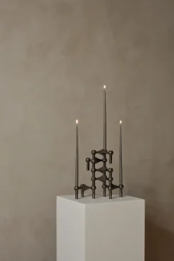 Outlet STOFF 3 Candelabros Nagel, cromo negro Gris