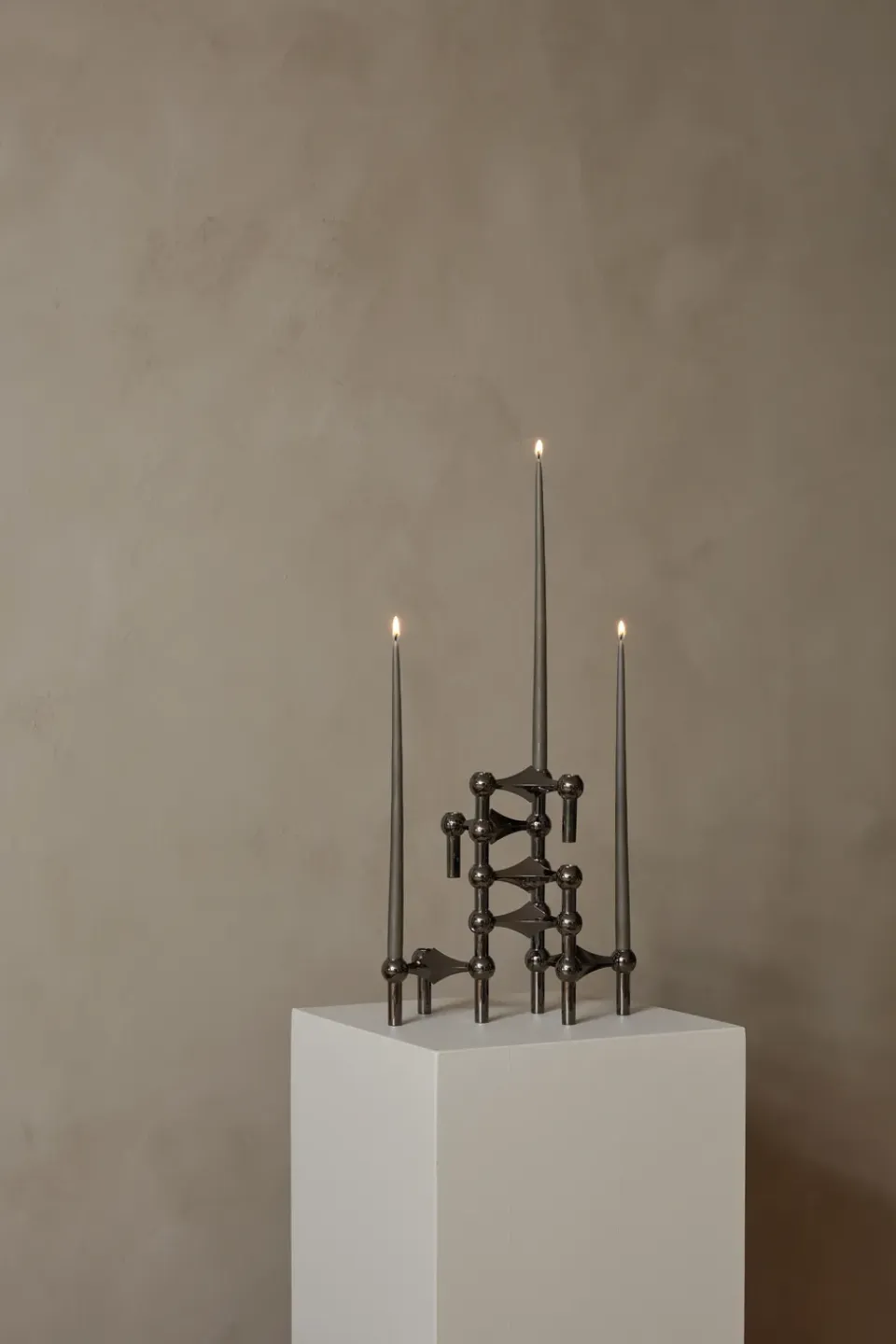 Outlet STOFF 3 Candelabros Nagel, cromo negro Gris