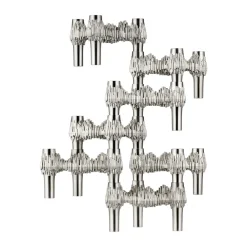 New STOFF 3 Candelabros Quist, Cromo cepillado Plateado