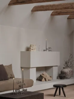 New STOFF 3 Candelabros Quist, Cromo cepillado Plateado