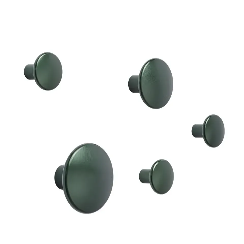 Sale Muuto 5 Colgadores The Dots, metal, Dark green Verde