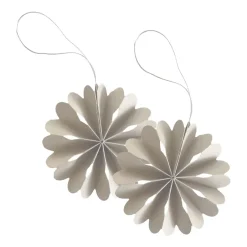 New Cooee Design 2 Colgantes de Navidad Paper Flowers, Natural Beige
