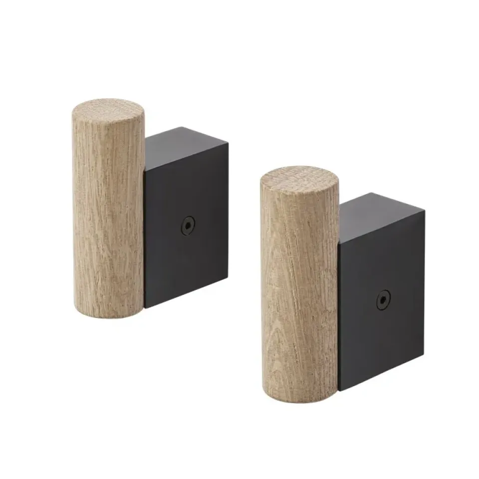 Clearance Muuto 2 Ganchos Attach, roble-black Negro