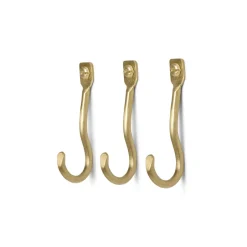 Best Ferm Living 3 Ganchos Curvature, latón Color dorado