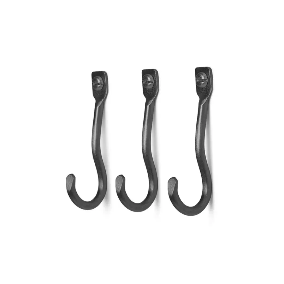 Clearance Ferm Living 3 Ganchos Curvature, latón Negro