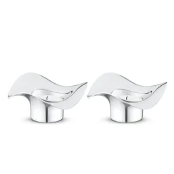 Outlet Georg Jensen 2 Portavelas Cobra, acero inoxidable Plateado