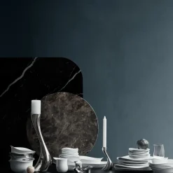 Outlet Georg Jensen 2 Portavelas Cobra, acero inoxidable Plateado