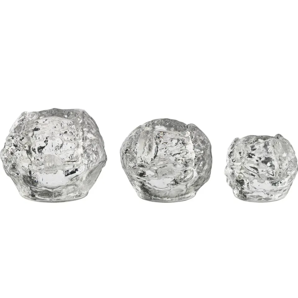 Kosta Boda 3 portavelas Snowball, set de 3 Transparente