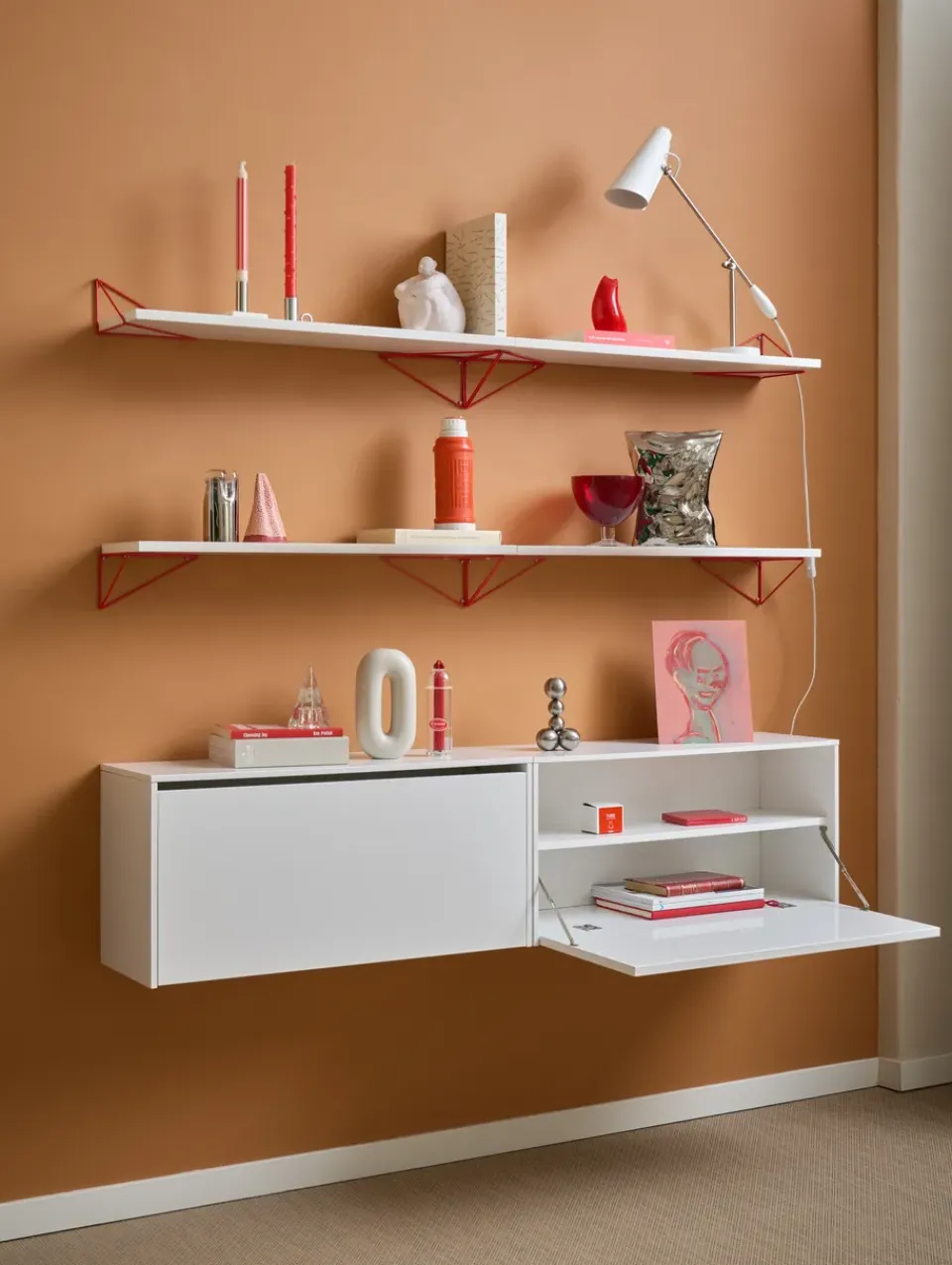Online Maze 2 Soportes para balda Pythagoras, Red Rojo