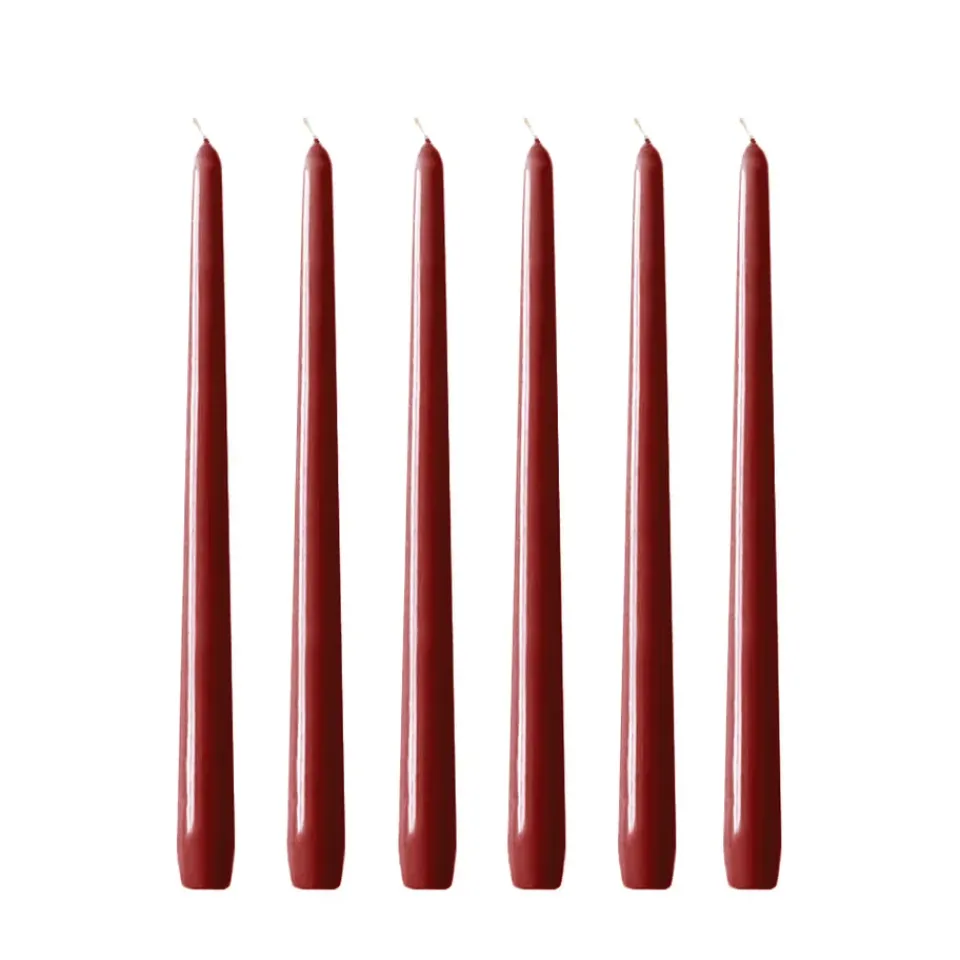 Online Hilke Collection 6 Velas Herrgårdsljus 30 cm, Borgoña brillo Rojo