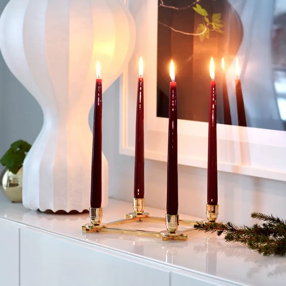 Online Hilke Collection 6 Velas Herrgårdsljus 30 cm, Borgoña brillo Rojo