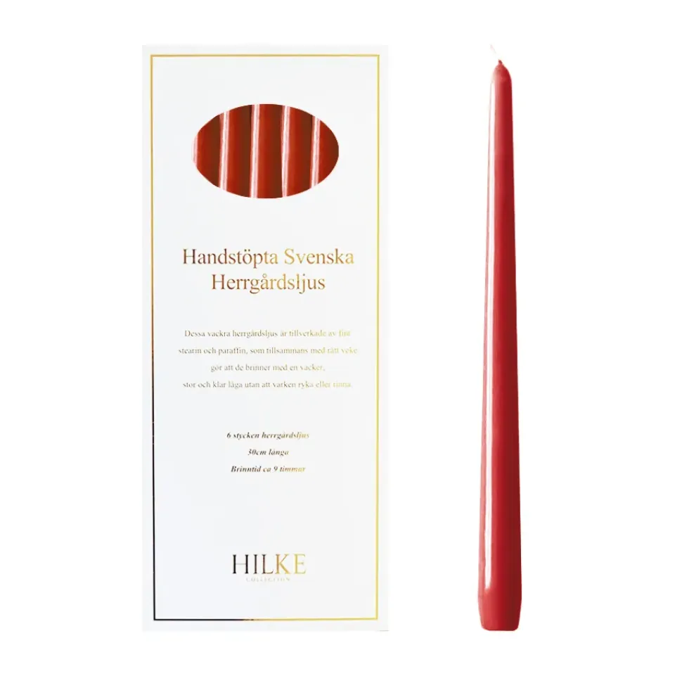 Best Hilke Collection 6 Velas Herrgårdsljus 30 cm, brillo Rojo