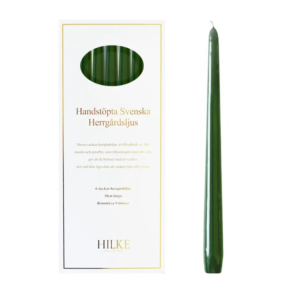 Best Hilke Collection 6 Velas Herrgårdsljus 30 cm, oscuro Verde