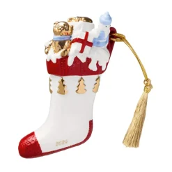 Villeroy & Boch Adorno navideño, bota Christmas Classics, Blanco-rojo RojoBlanco
