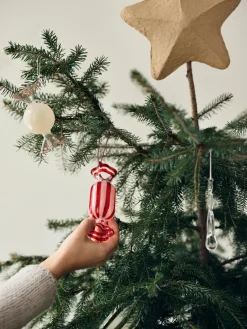 Broste Copenhagen Adorno navideño Candy vidrio 2 piezas, Creme Blanco