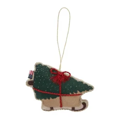 Best Lexington Adorno navideño Dog sleigh de algodón orgánico, Multi
