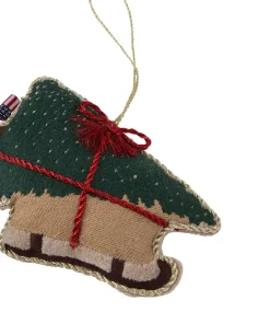 Best Lexington Adorno navideño Dog sleigh de algodón orgánico, Multi