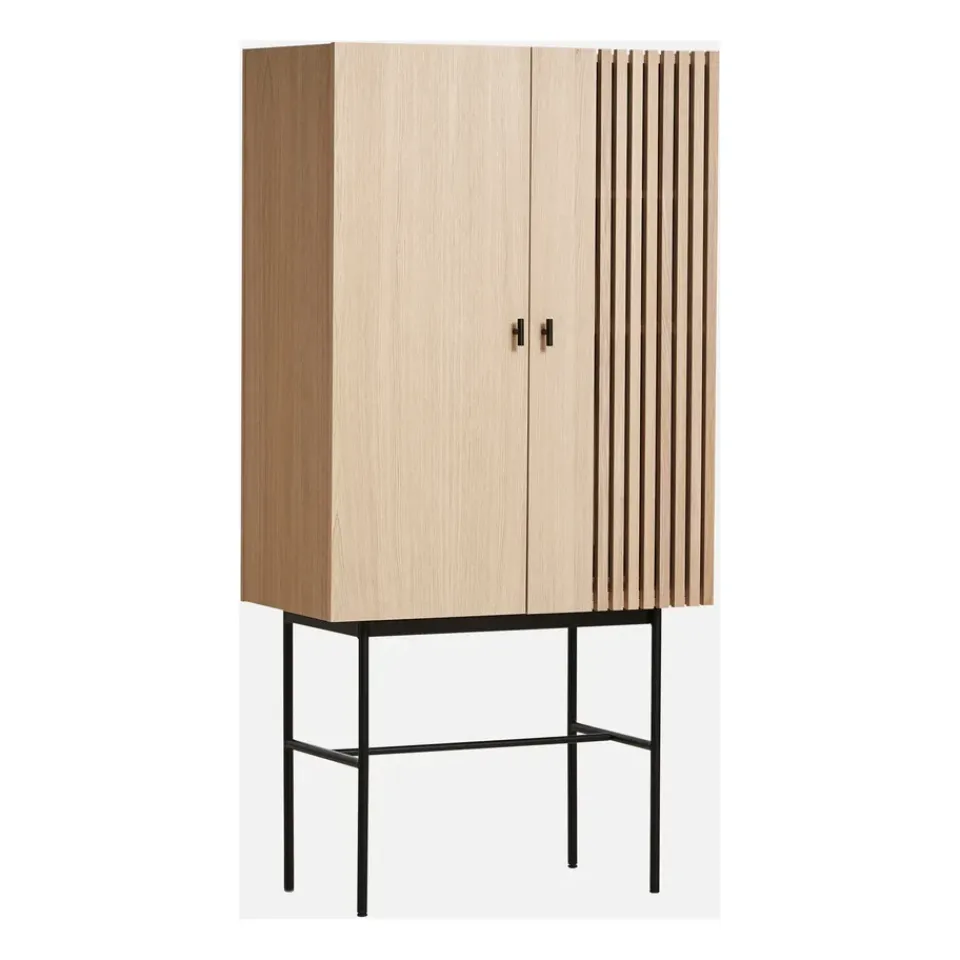 Clearance Woud Aparador Array 80 cm, Roble pigmentado blanco BeigeNegro