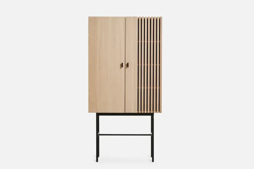 Clearance Woud Aparador Array 80 cm, Roble pigmentado blanco BeigeNegro