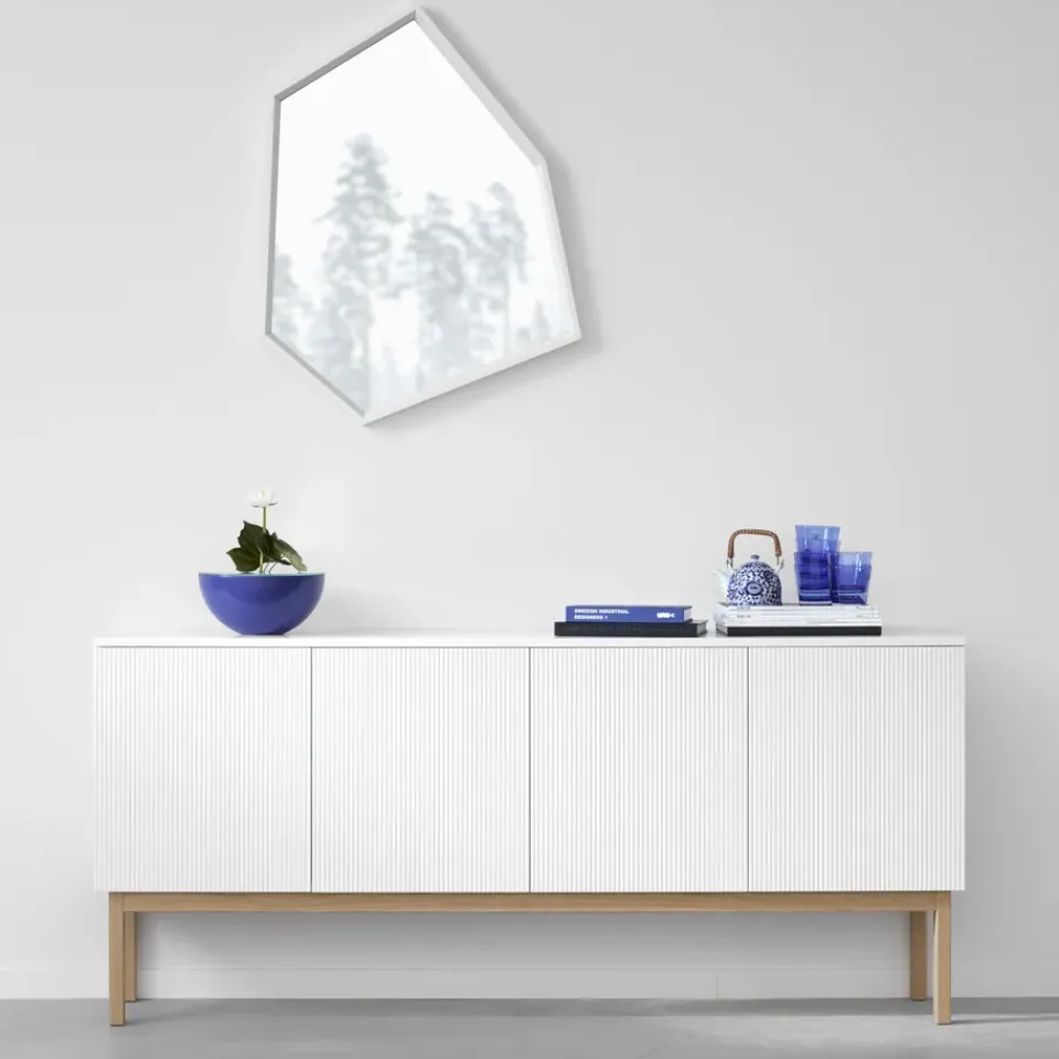 Discount A2 Aparador Beam, claro, base claro, panel superior en mármol carrara Gris