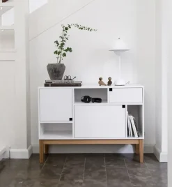 New Zweed Aparador Citti 6x3, White, base de roble lacado mate Blanco