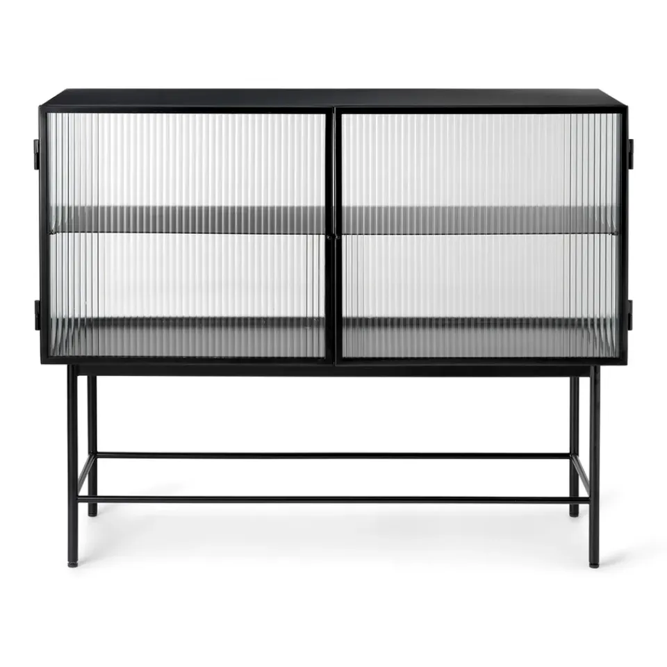 Outlet Ferm Living Aparador Haze, Black-vidrio ondulado Negro