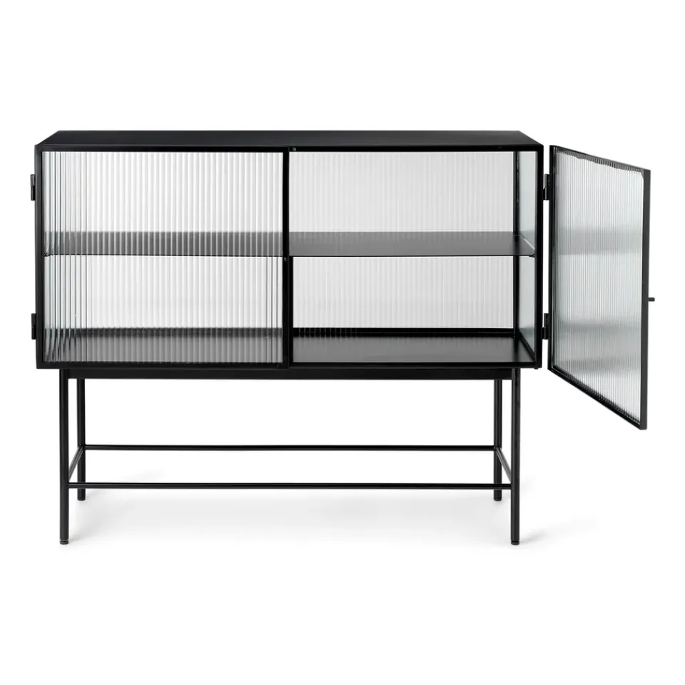 Outlet Ferm Living Aparador Haze, Black-vidrio ondulado Negro