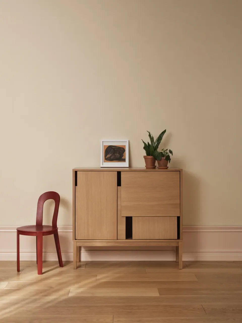 Best Design House Stockholm Aparador Layer, Roble, 120x110, con patas Beige