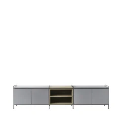 Zweed Aparador Molto bajo, /roble, 3 secciones Gris