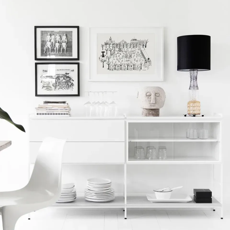 Sale Zweed Aparador Molto Medium, , 2 secciones con vitrina Blanco