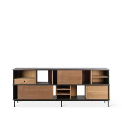 Clearance Ethnicraft Aparador Oscar, Teca 2 puertas correderas 3 cajones Marrón