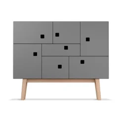 Best Zweed Aparador Peep C1, Slate grey, retro, base de roble Gris