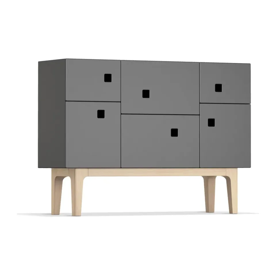 Online Zweed Aparador Peep C2, Slate grey, roble pigmentado blanco Gris
