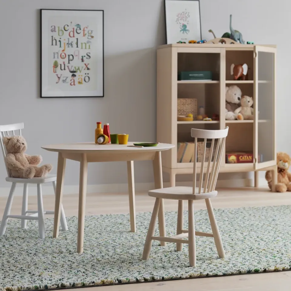 Best Stolab Aparador Prio alto, Abedul aceitado blanco, puerta de vidrio Beige