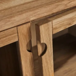 Online Stolab Aparador Prio bajo, Abedul aceitado blanco, puerta de madera Beige