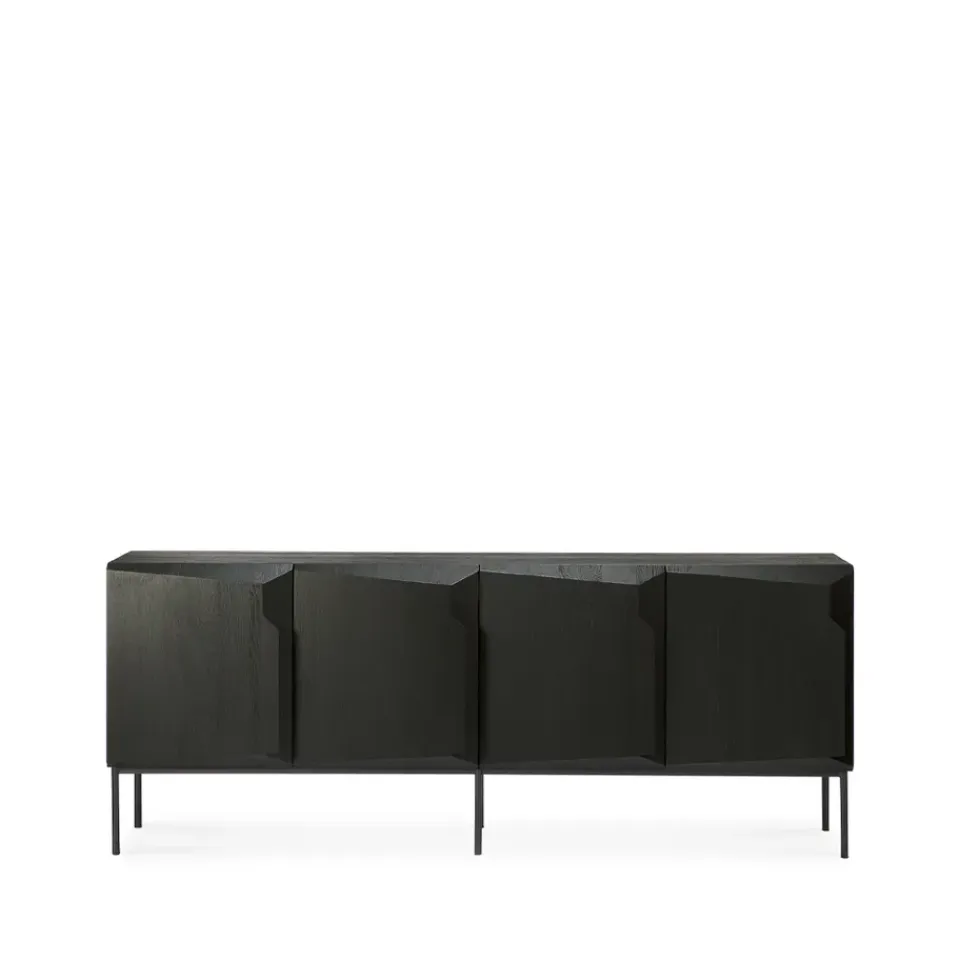 Discount Ethnicraft Aparador Stairs 4 puertas, Roble teñido 200x80x46 cm Negro