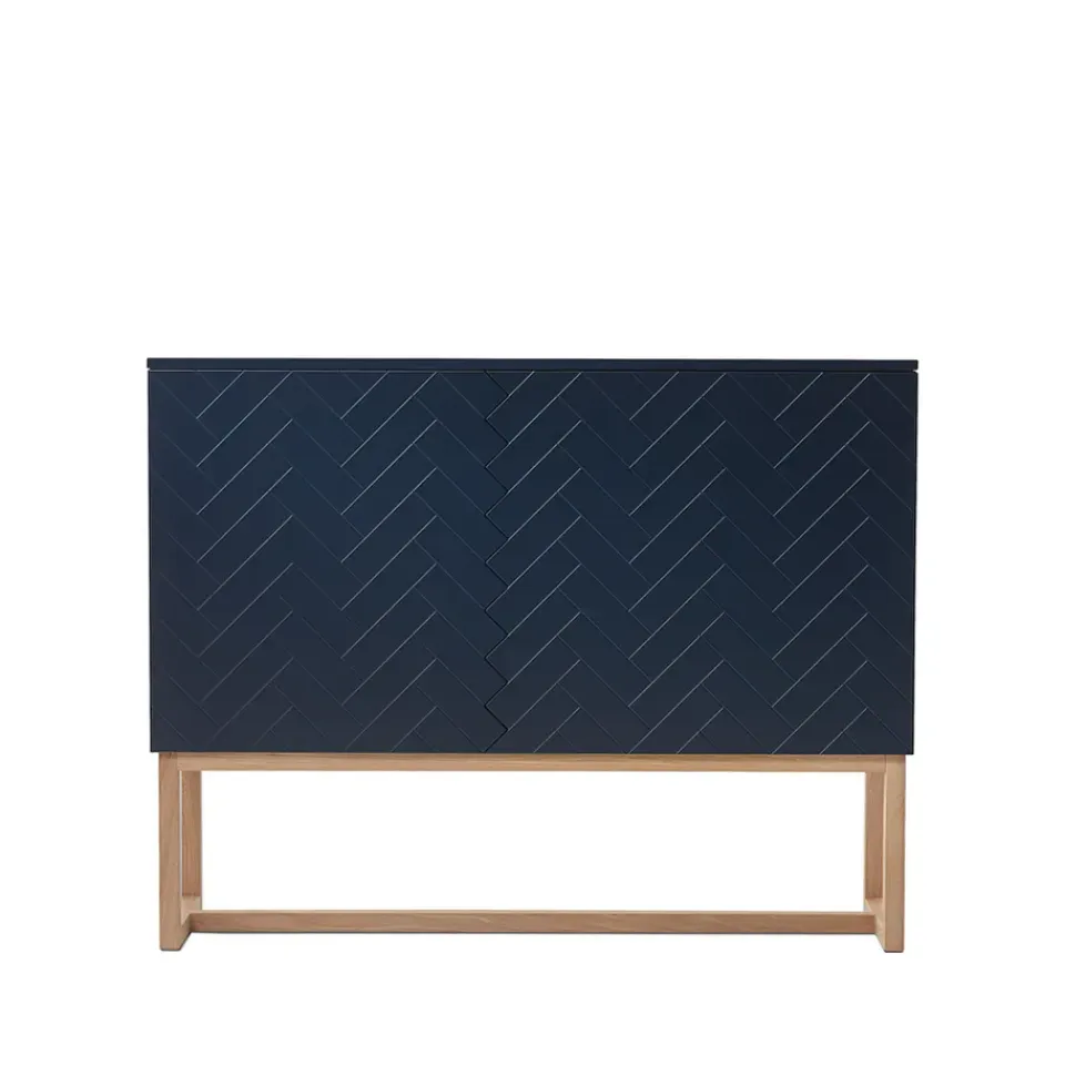 Outlet A2 Aparador Story, medianoche, base de roble aceitado blanco Azul