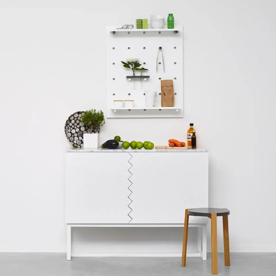 Outlet A2 Aparador Story, medianoche, base de roble aceitado blanco Azul