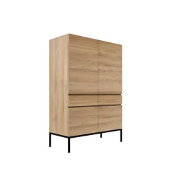 New Ethnicraft Armario Ligna, Roble encerado - acero negro Beige
