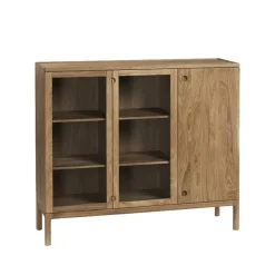 Discount Stolab Armario Prio Hög, Roble aceite natural, puerta de vidrio Beige