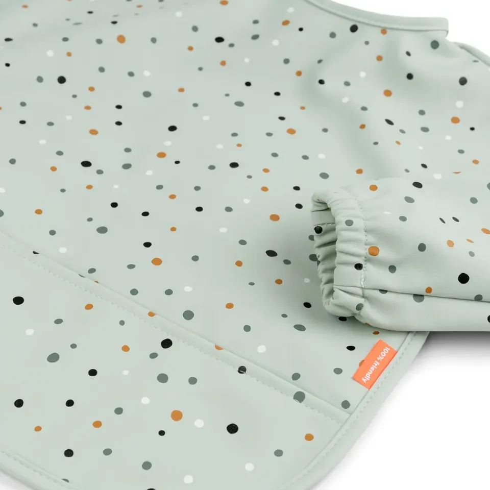 Online Done by deer Babero con mangas Happy Dots, Green Verde