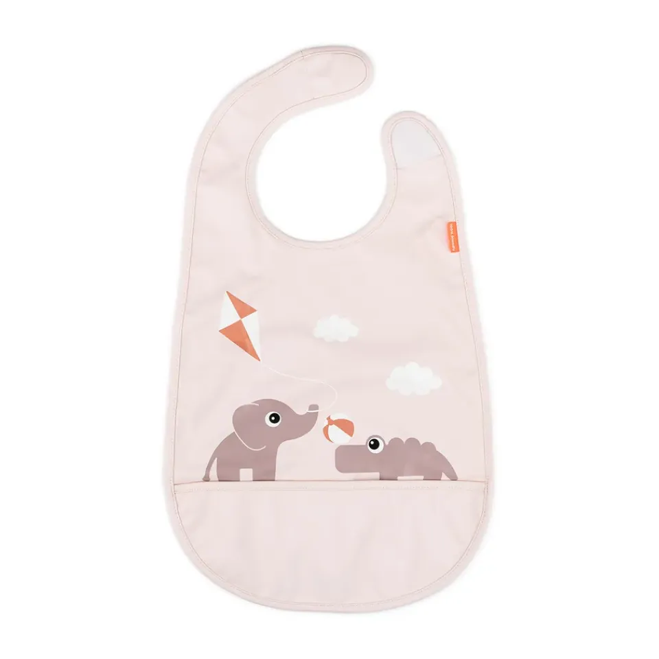 Best Done by deer Babero con velcro Playground, Powder Beige