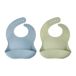 Best Scandi Living Babero de silicona Silly, 2-pack, Green-blue MarrónAzul