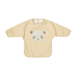 New OYOY Babero panda con mangas Lun Lun, Butter Beige