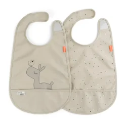 New Done by deer Baberos con velcro Lalee 2-pack, Sand Beige