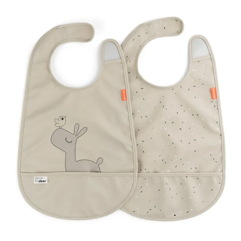 New Done by deer Baberos con velcro Lalee 2-pack, Sand Beige