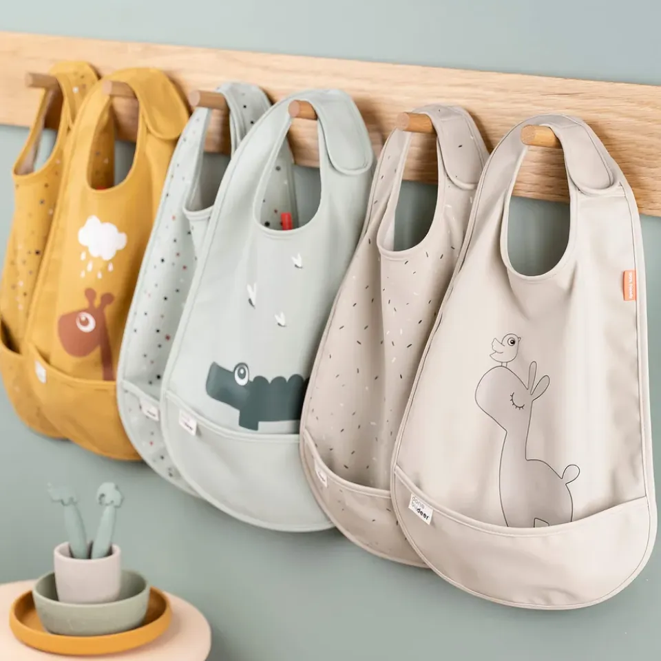 Clearance Done by deer Baberos con velcro Ozzo 2-pack, Powder Beige