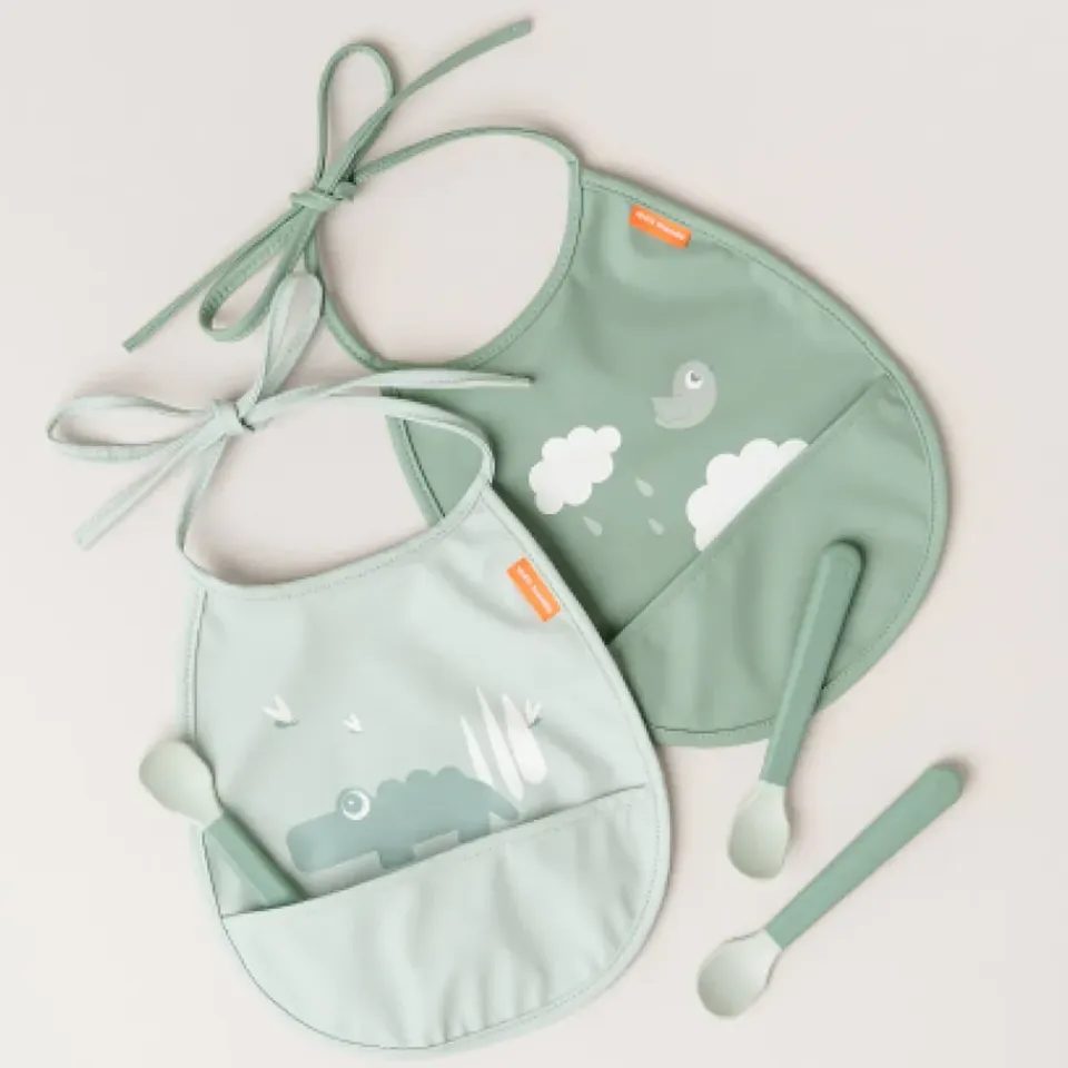 Hot Done by deer Baberos Croco Tiny, 2-pack, Green Verde
